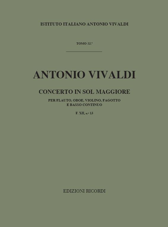 Concerto in Sol maggiore per flauto, oboe, violino, fagotto e basso continuo