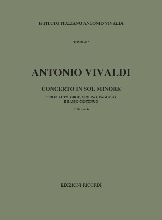 Concerto in Sol minore per flauto, oboe, violino, fagotto e basso continuo