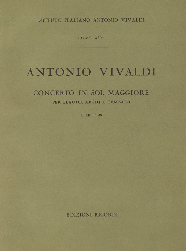 Concerto in Sol maggiore per flauto, archi e cembalo