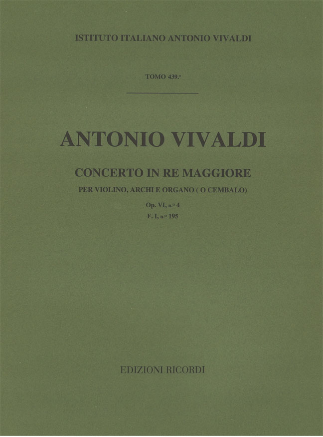 Concerto in Re maggiore per violino, archi e organo (o cembalo)