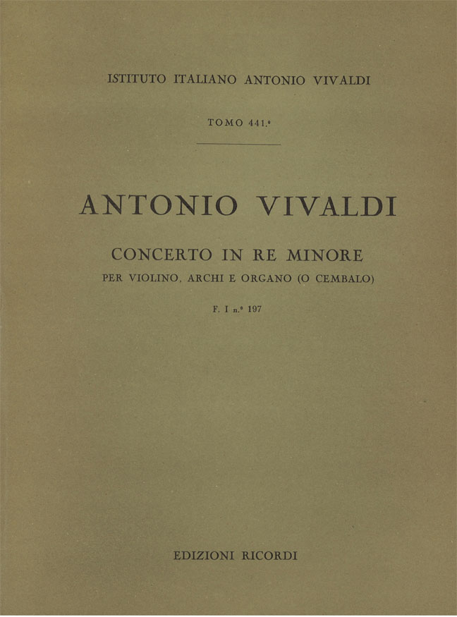 Concerto in Re minore per violino, archi e organo (o cembalo)
