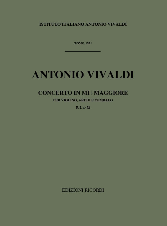 Concerto in Mi bemolle maggiore per violino, archi e cembalo