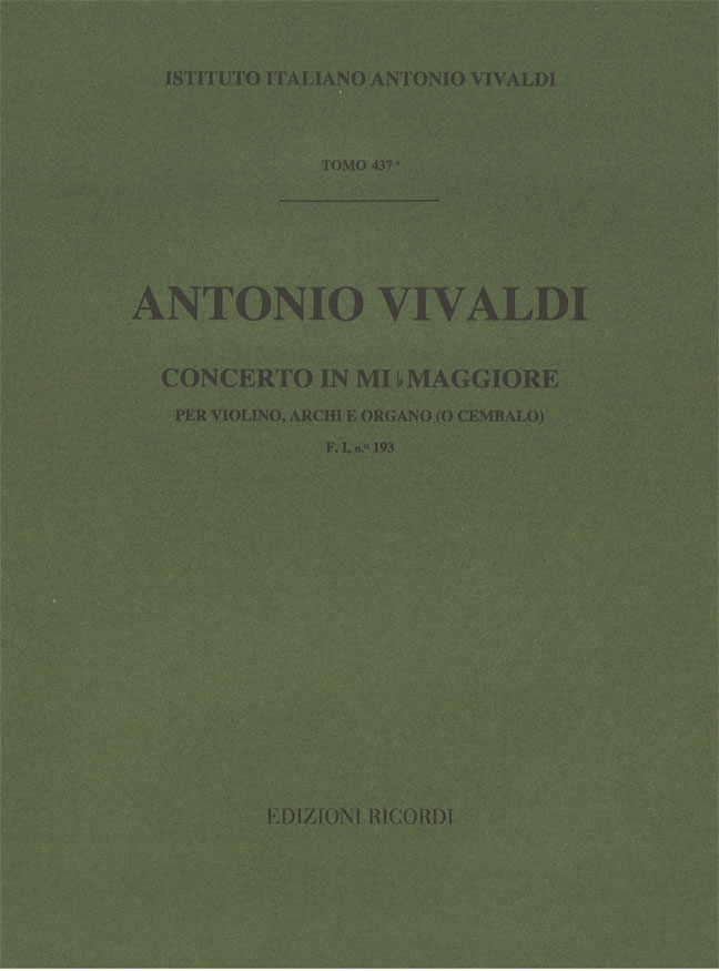 Concerto in Mi bemolle maggiore per violino, archi e organo (o cembalo)