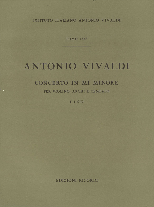 Concerto in Mi minore per violino, archi e cembalo