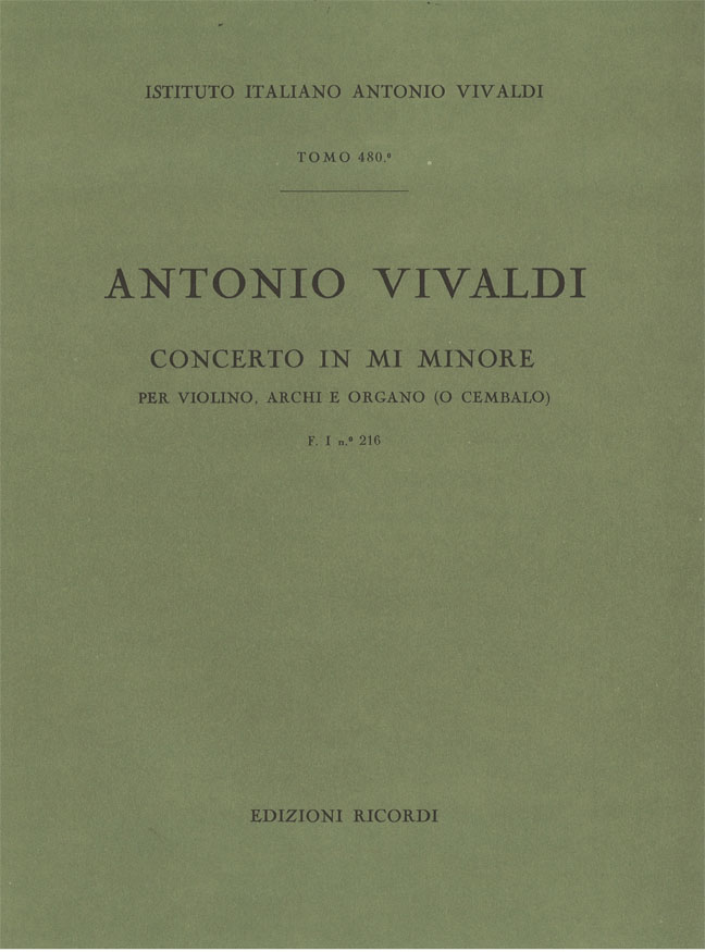 Concerto in Mi minore per violino, archi e organo (o cembalo)