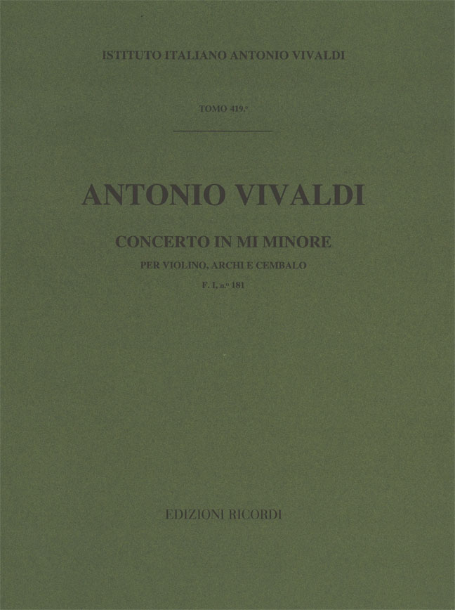 Concerto in Mi minore per violino, archi e cembalo