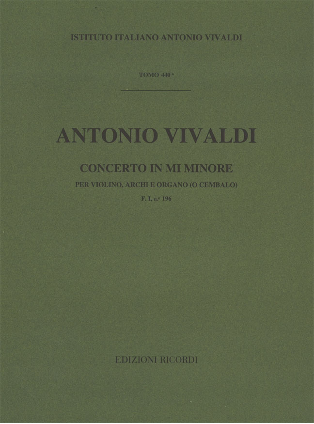 Concerto in Mi minore per violino, archi e organo (o cembalo)