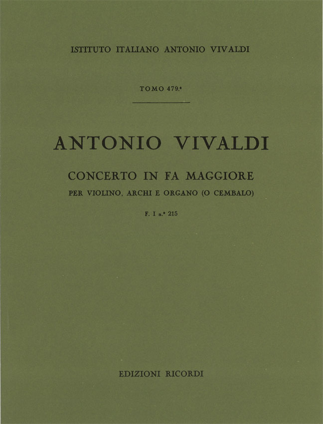Concerto in Fa maggiore per violino, archi e organo (o cembalo)