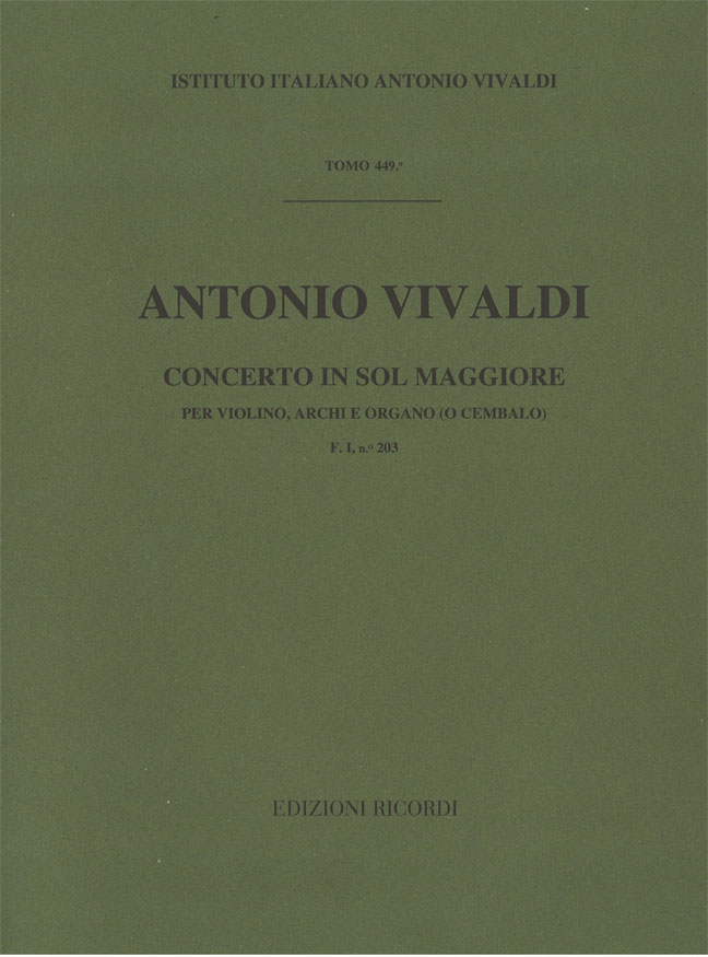 Concerto in Sol maggiore per violino, archi e organo (o cembalo)