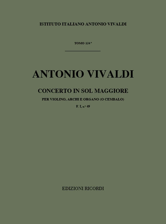 Concerto in Sol maggiore per violino, archi e organo (o cembalo)