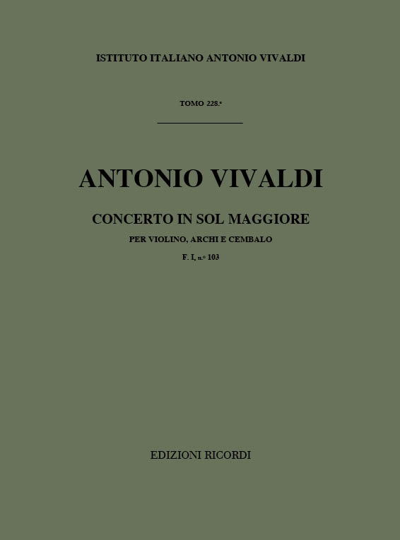 Concerto in Sol maggiore per violino, archi e cembalo