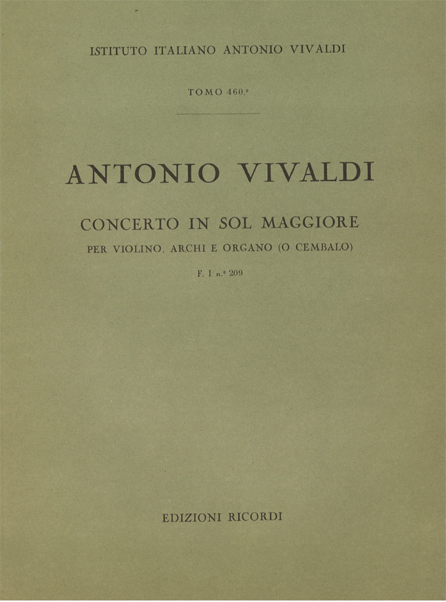 Concerto in Sol maggiore per violino, archi e organo (o cembalo)