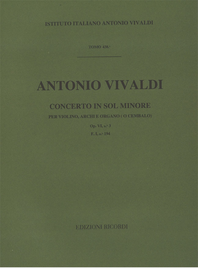 Concerto in Sol minore per violino, archi e organo (o cembalo)