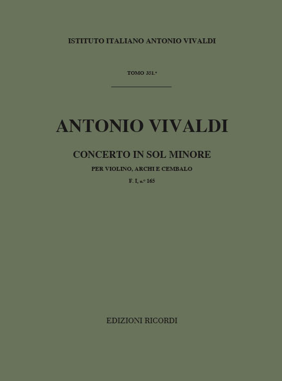 Concerto in Sol minore per violino, archi e cembalo