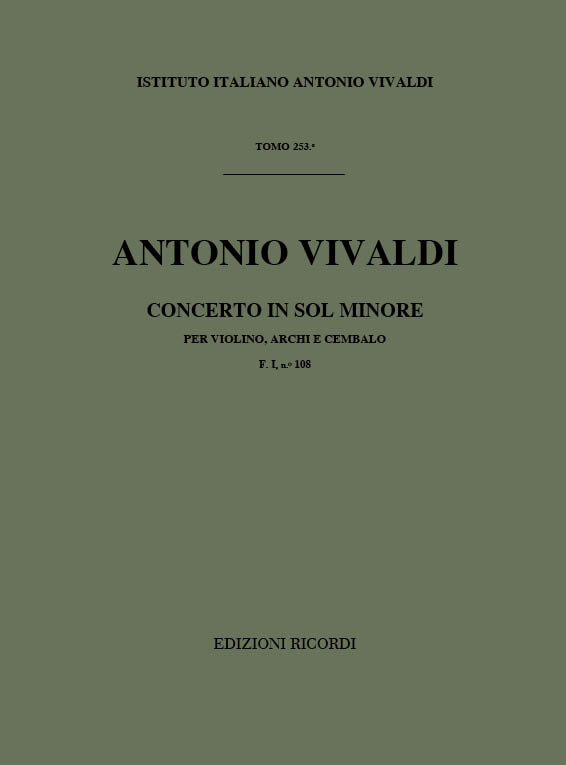 Concerto in Sol minore per violino, archi e cembalo
