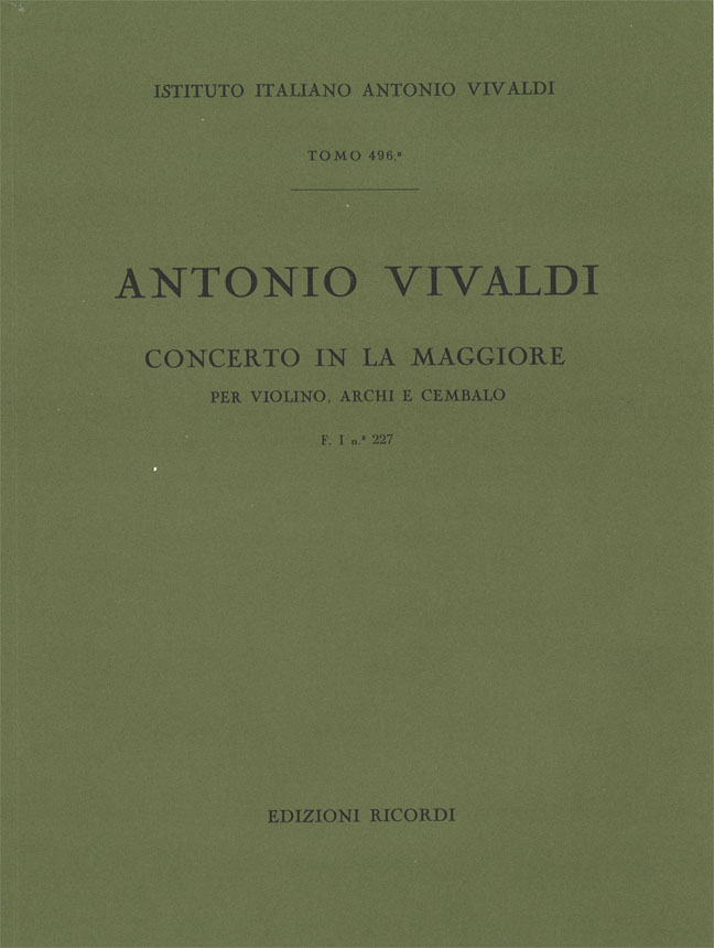 Concerto in La maggiore per violino, archi e cembalo