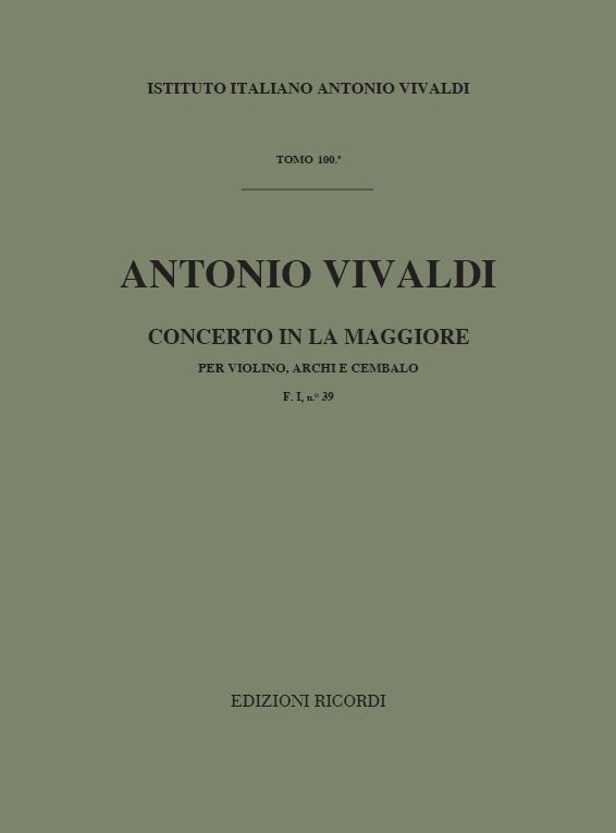 Concerto in La maggiore per violino, archi e cembalo