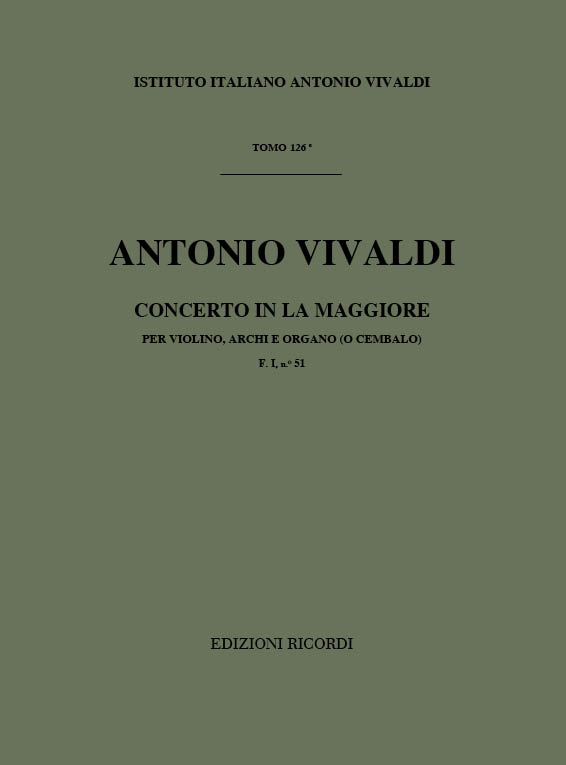 Concerto in La maggiore per violino, archi e organo (o cembalo)
