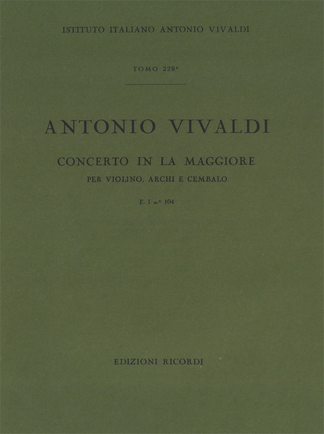 Concerto in La maggiore per violino, archi e cembalo