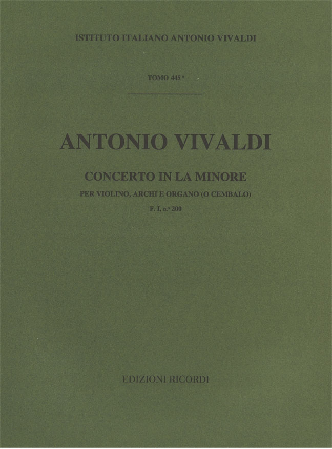 Concerto in La minore per violino, archi e organo (o cembalo)