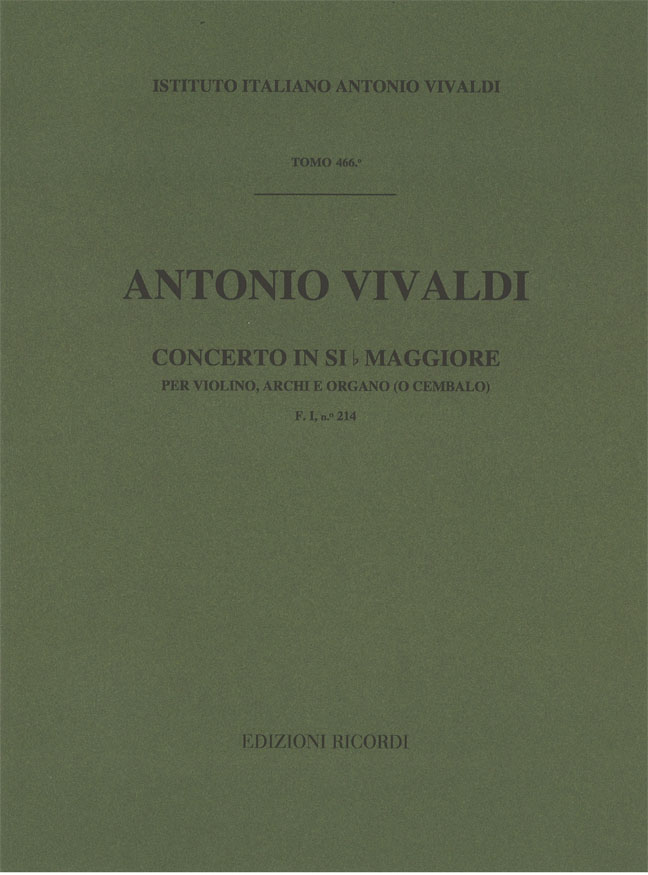 Concerto in Si bemolle maggiore per violino, archi e organo (o cembalo)