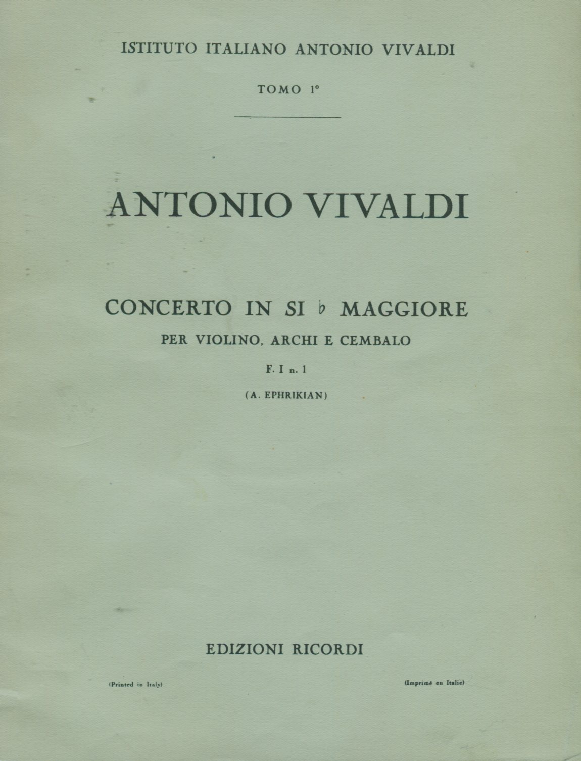 Concerto in Si bemolle maggiore per violino, archi e cembalo