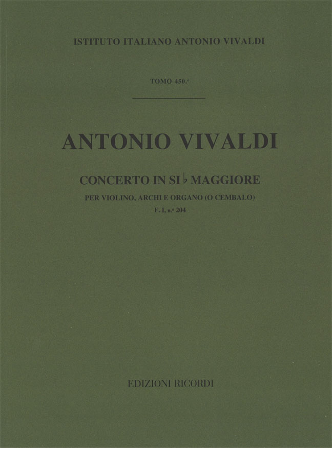 Concerto in Si bemolle maggiore per violino, archi e organo (o cembalo)