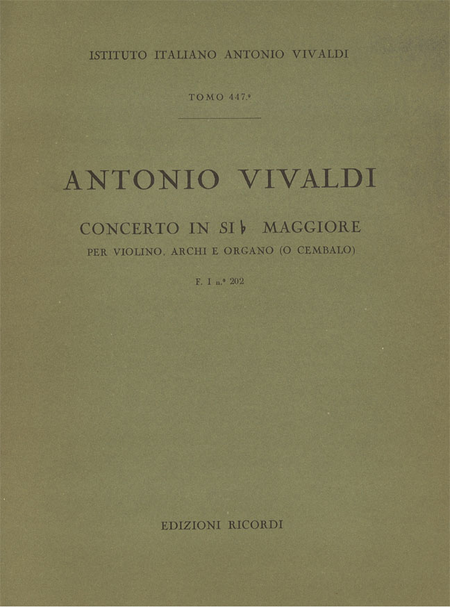 Concerto in Si bemolle maggiore per violino, archi e organo (o cembalo)