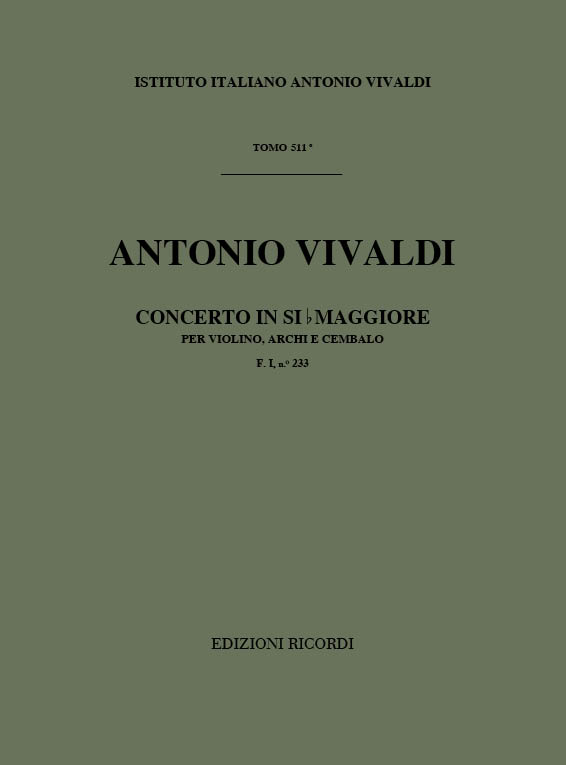 Concerto in Si bemolle maggiore per violino, archi e cembalo