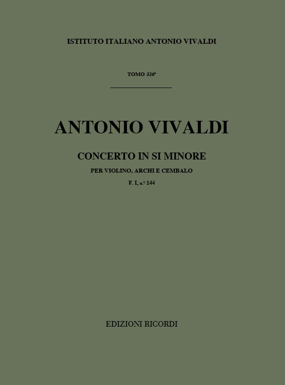 Concerto in Si minore per violino, archi e cembalo