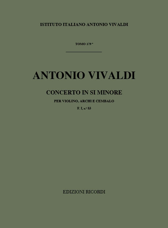 Concerto in Si minore per violino, archi e cembalo