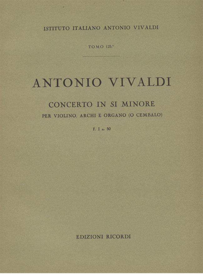 Concerto in Si minore per violino, archi e organo (o cembalo)