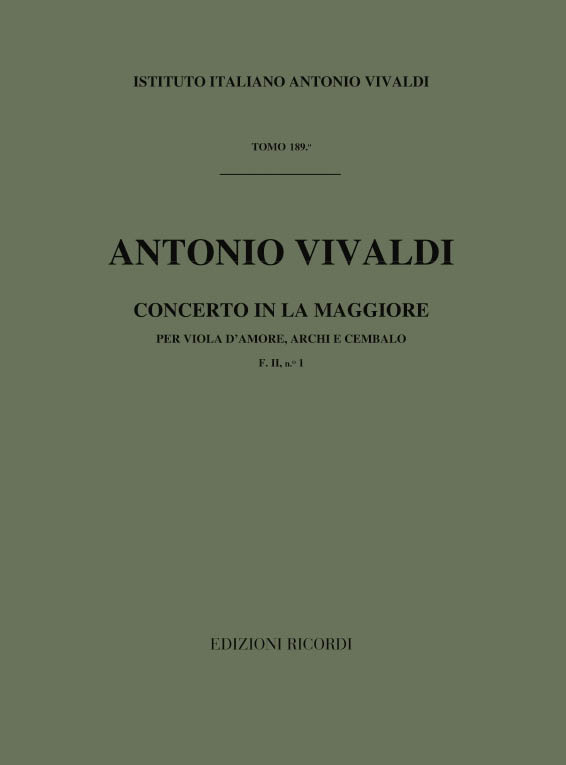 Concerto in La maggiore per viola d'amore, archi e cembalo