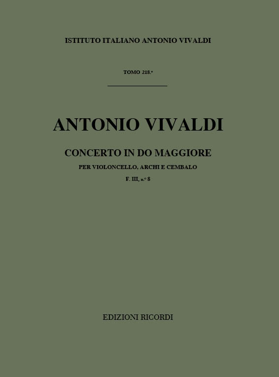 Concerto in Do maggiore per violoncello, archi e cembalo