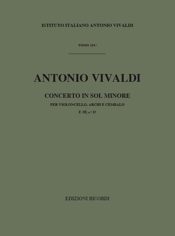 Concerto in Sol minore per violoncello, archi e cembalo