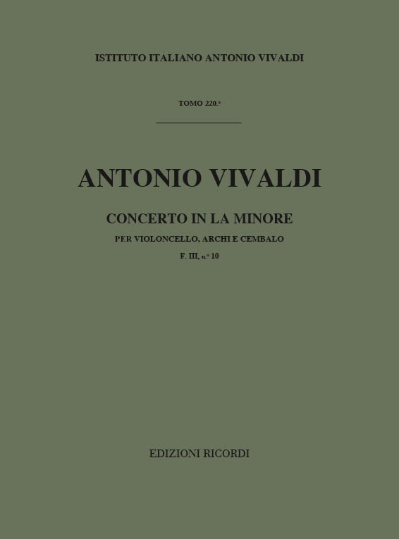 Concerto in La minore per violoncello, archi e cembalo
