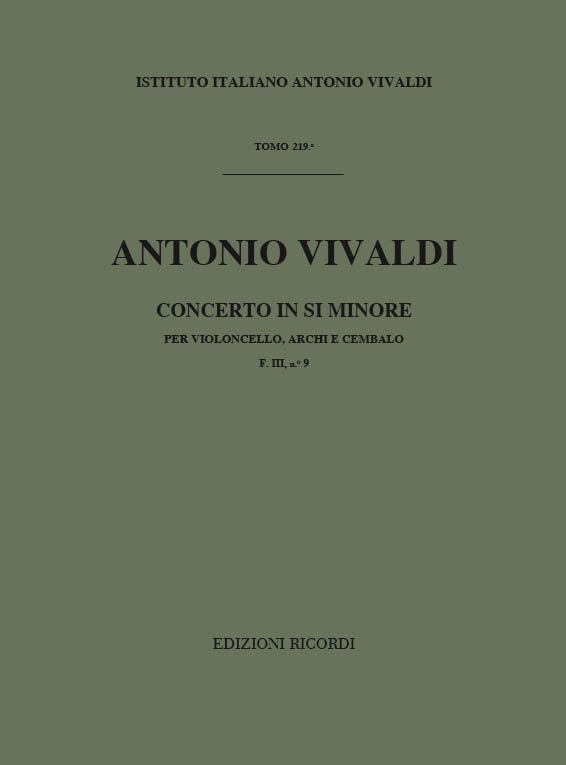 Concerto in Si minore per violoncello, archi e cembalo