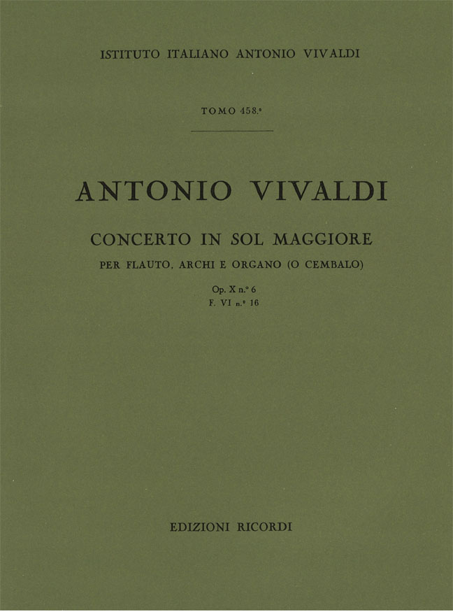Concerto in Sol maggiore per flauto, archi e organo (o cembalo)