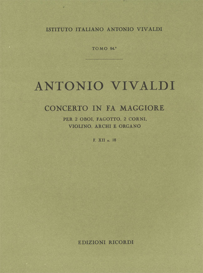 Concerto in Fa maggiore per due oboi, fagotto, due corni, violino, archi e organo