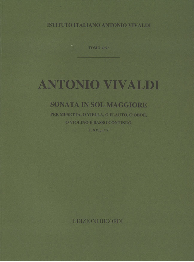 Sonata in Sol maggiore per musetta, o viella, o flauto, o oboe, o violino e basso continuo