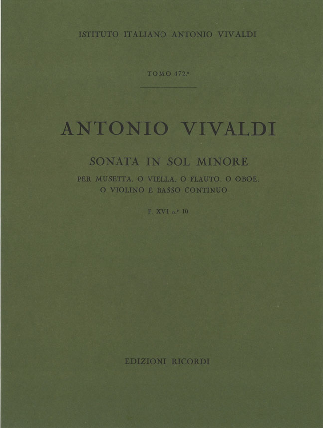 Sonata in Sol minore per musetta, o viella, o flauto, o oboe, o violino e basso continuo